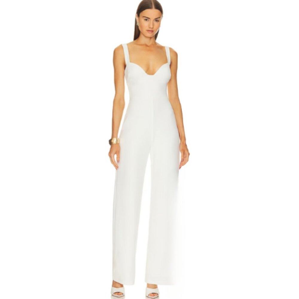 NBD Laila Nookie Romance Jumpsuit in White Metallic NWOT Size Small